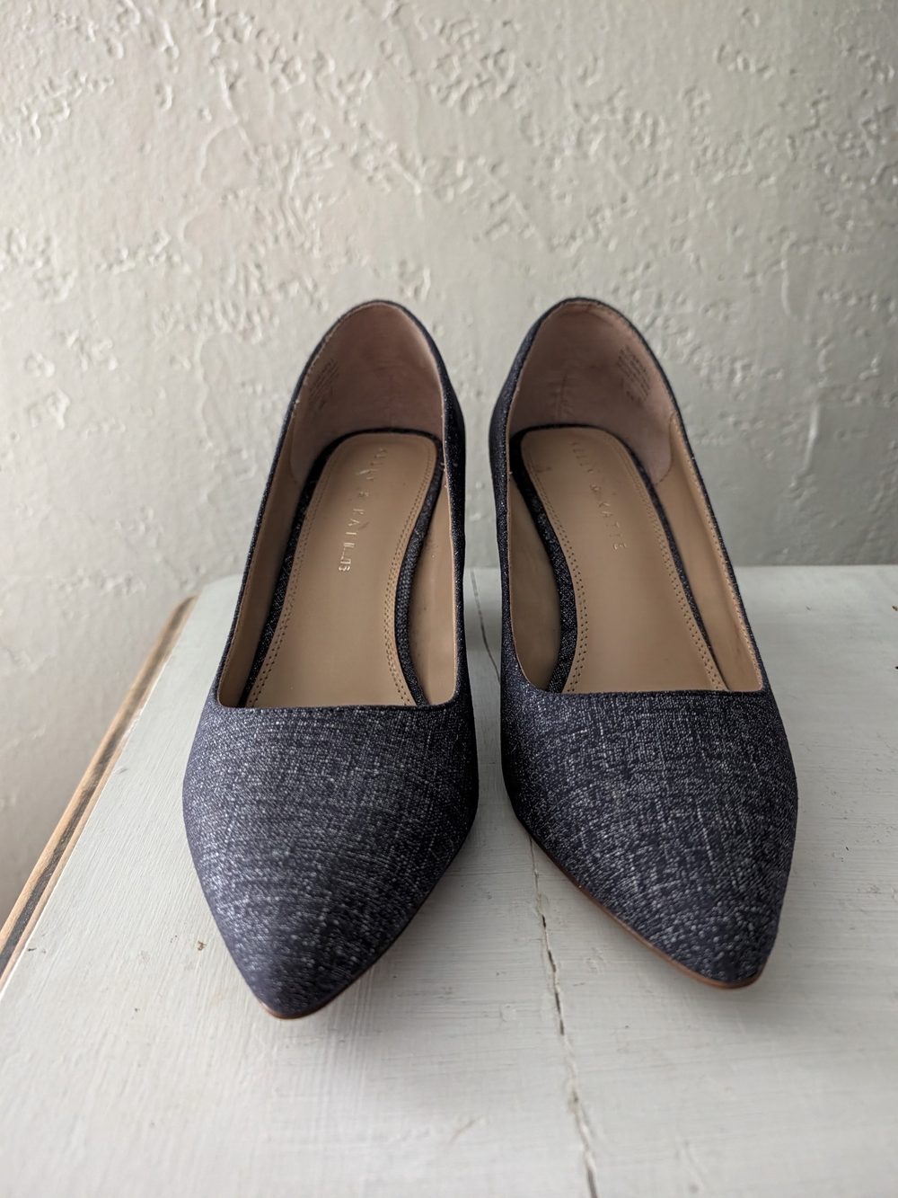 Kelly & Katie Denim Look Pointed Toe Pumps